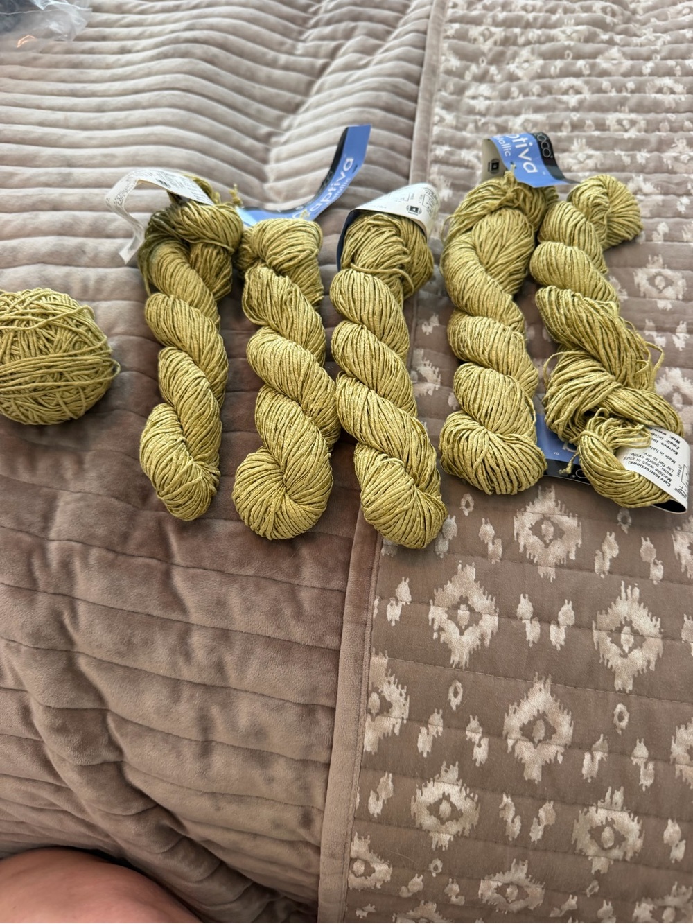 Diva Olive-Yellow Hand-Dyed Yarn Skeins